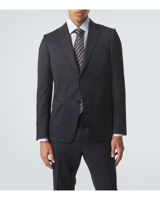 Zegna Black Wool And Mohair Suit for men