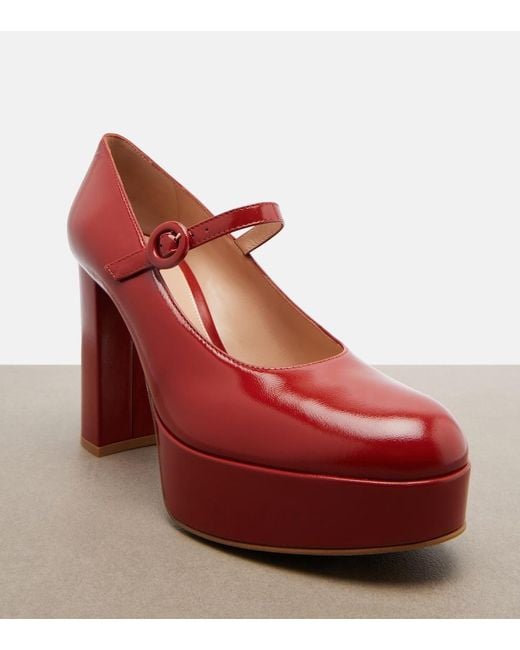 Gianvito Rossi Red Patent Leather Mary Jane Pumps