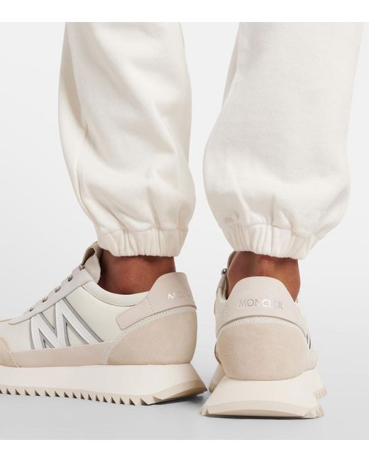 Moncler White Pacey2 Suede-Trimmed Sneakers