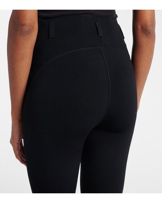 Alaïa Blue Ribbed-Knit High-Rise Leggings