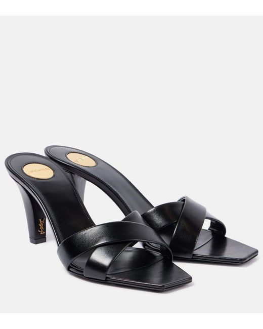 Saint Laurent Black Pantoletten Jill 75 Aus Leder