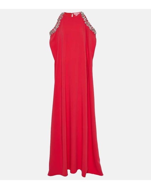 Robe Longue En Soie Melangee Oscar de la Renta en coloris Red