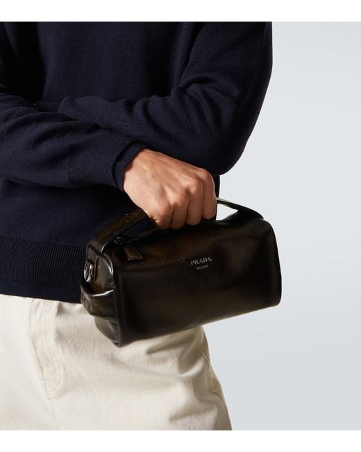 Prada Black Leather Tote Bag for men