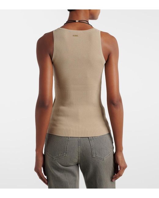 Max Mara Natural Ribbed-Knit Tank Top