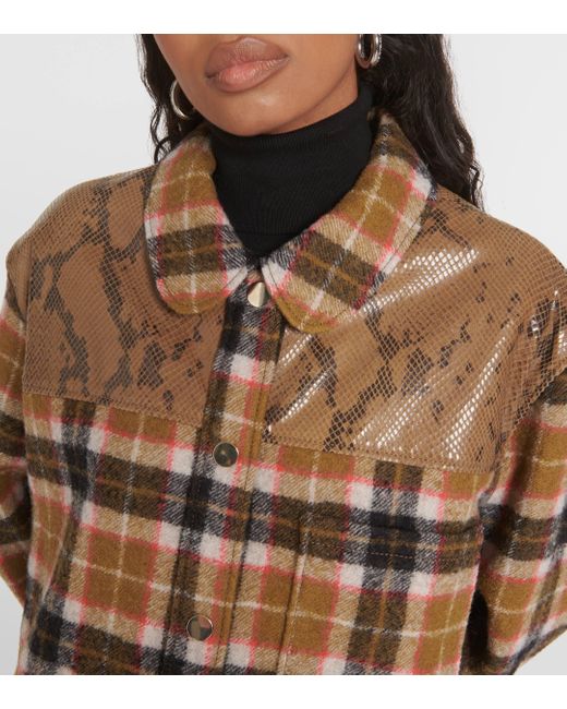 Dorothee Schumacher Brown Sleek Match Leather-trimmed Wool Jacket