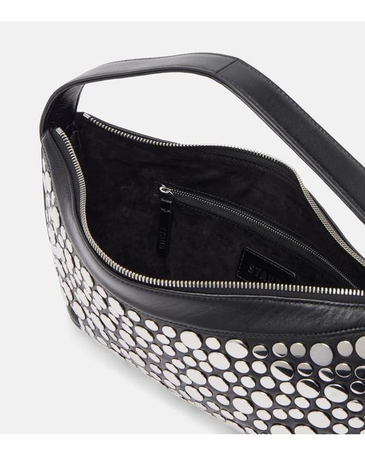Staud Black Demy Small Studded Leather Shoulder Bag