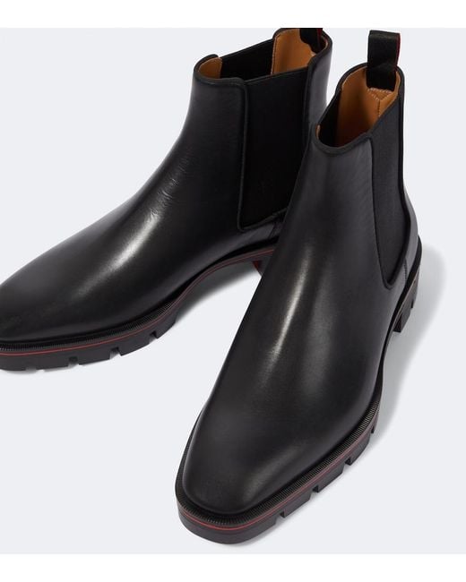 Christian Louboutin Black Alpinosol Leather Chelsea Boots for men
