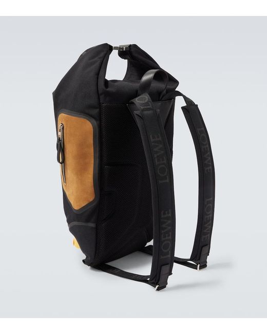 Loewe Black Flex Canvas And Suede Backpack for men