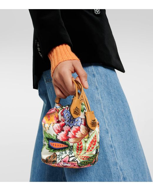 Etro White Mini Leather-trimmed Printed Clutch