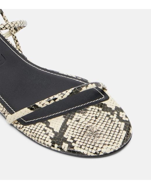 Staud White Laurel Snake-Effect Leather Sandals