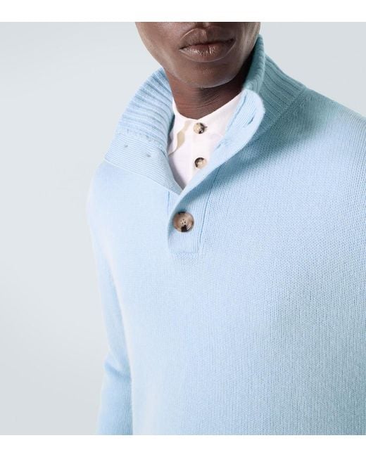 Allude Blue Wool And Cashmere Turtleneck Sweater for men