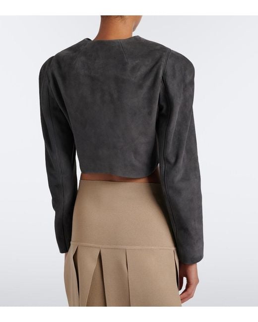 Alaïa Gray Cropped Suede Jacket