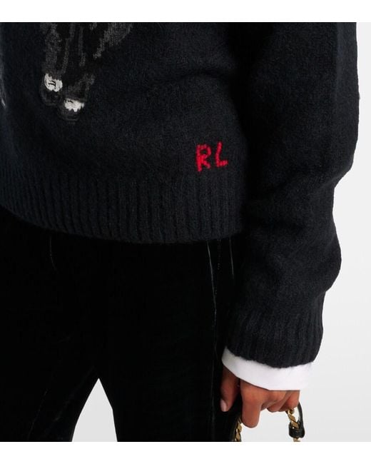 Polo Ralph Lauren Black Wool-Blend Ralph And Ricky Bear Sweater