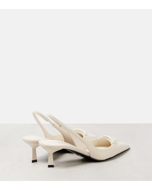 Prada White 35Mm Leather Slingback Pumps