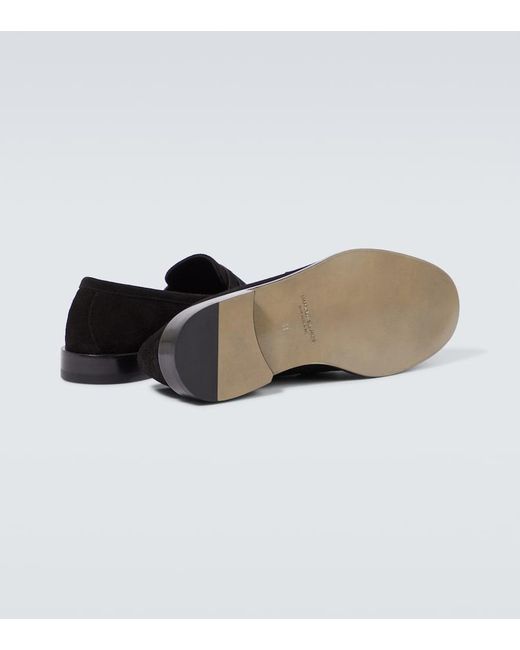 Manolo Blahnik Black Perry Suede Penny Loafers for men