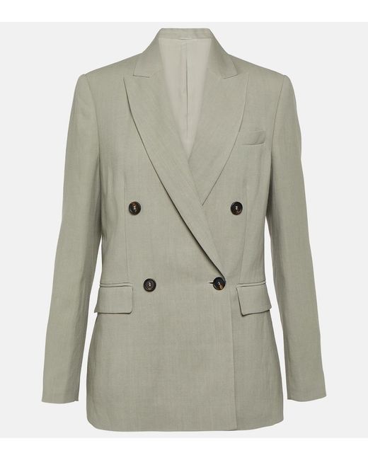Brunello Cucinelli Gray Double-Breasted Blazer