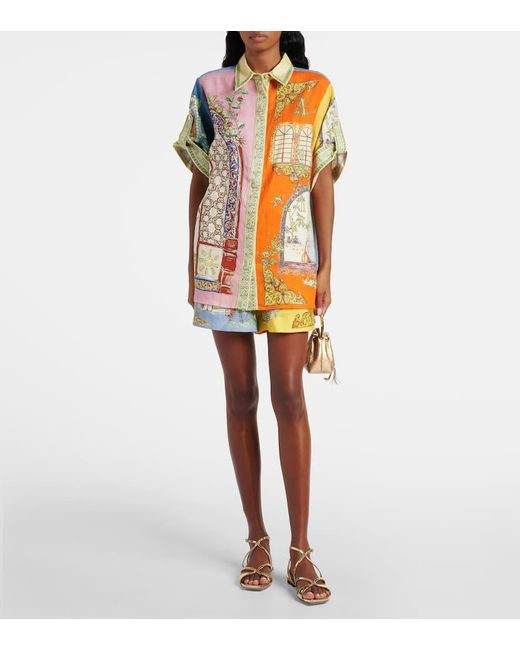 Camisa Monte De Lino Estampado ALÉMAIS de color Orange