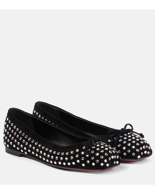 Christian Louboutin Black Mamadrague Strass Boum Suede Flat