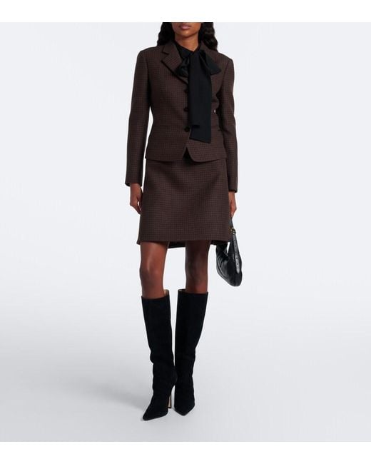 Gucci Brown Houndstooth Wool-Blend Blazer