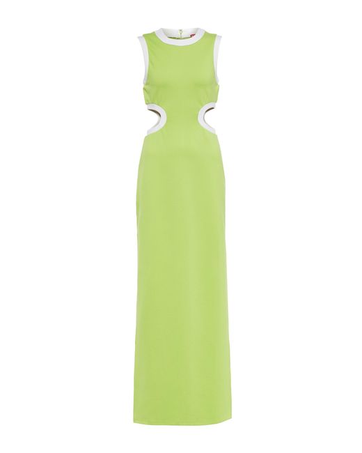 Staud Green Dolce Cutout Jersey Maxi Dress