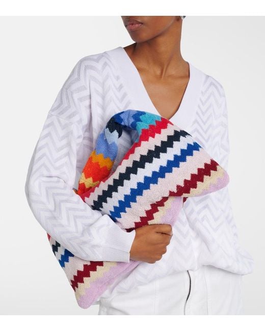 Missoni Blue Zigzag Cotton Terry Top-Handle Bag