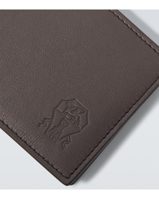 Brunello Cucinelli Brown Logo Debossed Leather Wallet for men