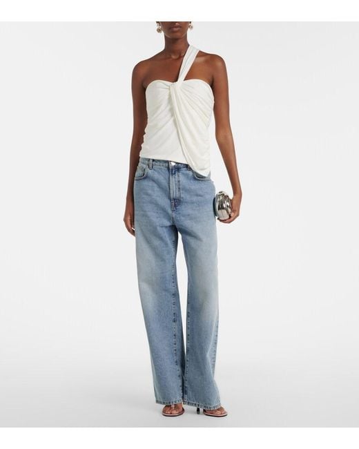 Jonathan Simkhai White Draped Jersey Top