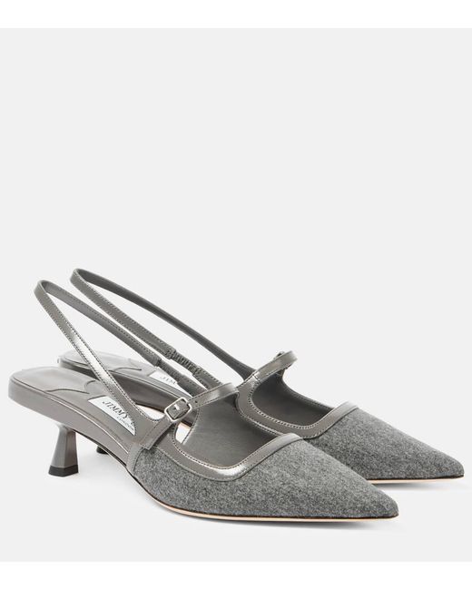 Jimmy Choo Gray Didi 45 Flannel Slingback Pumps