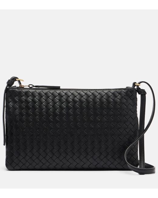 Bottega Veneta Black Piccolo Intrecciato Medium Leather Pouch