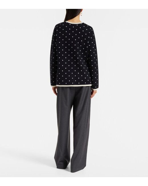 Rixo Black Mirja Polka-Dot Wool-Blend Cardigan
