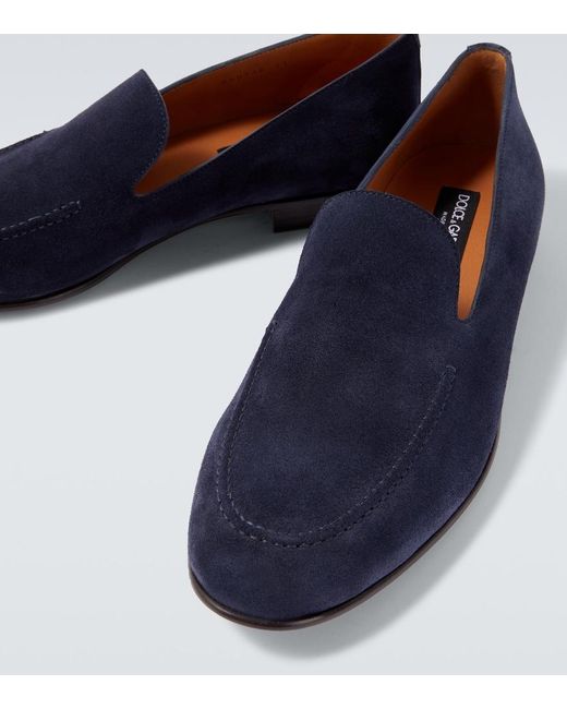 Dolce & Gabbana Blue Suede Moccasin for men