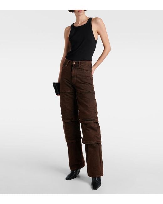 Y. Project Brown Layered High-Rise Wide-Leg Jeans