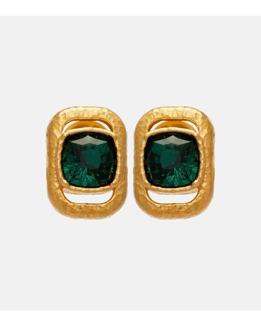 Oscar de la Renta Metallic Ohrringe Mit Kristallen