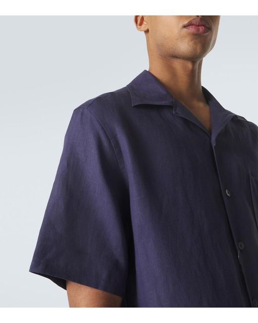 Zegna Blue Linen Shirt for men