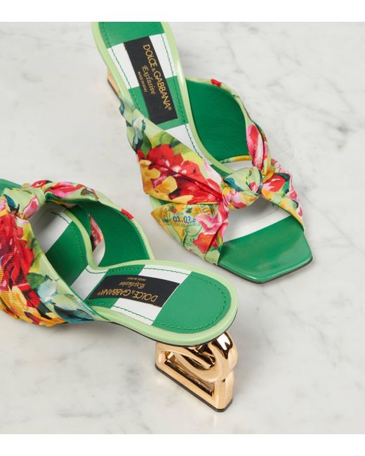Dolce & Gabbana Green Portofino Printed Mules