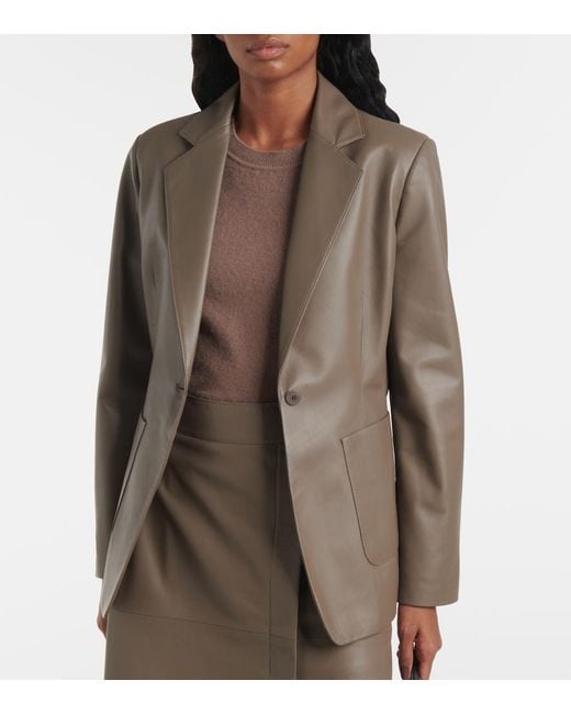 Joseph Brown Leather Single-Breasted Blazer