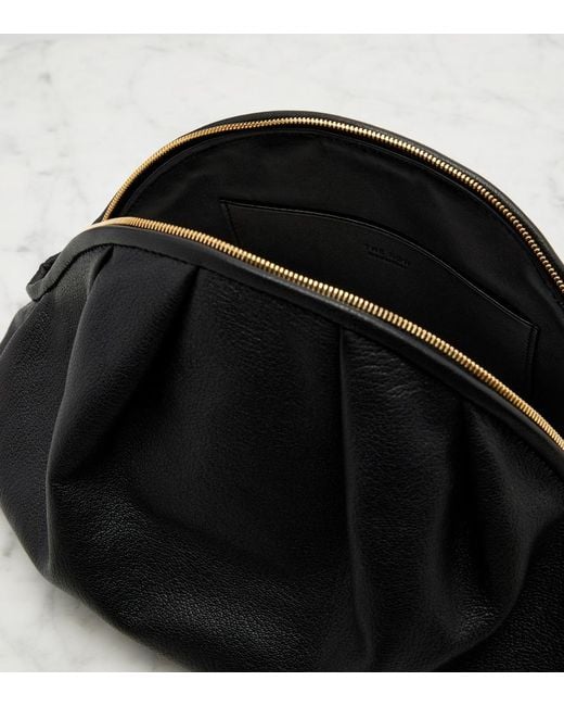 The Row Black Charlotte Small Leather Clutch