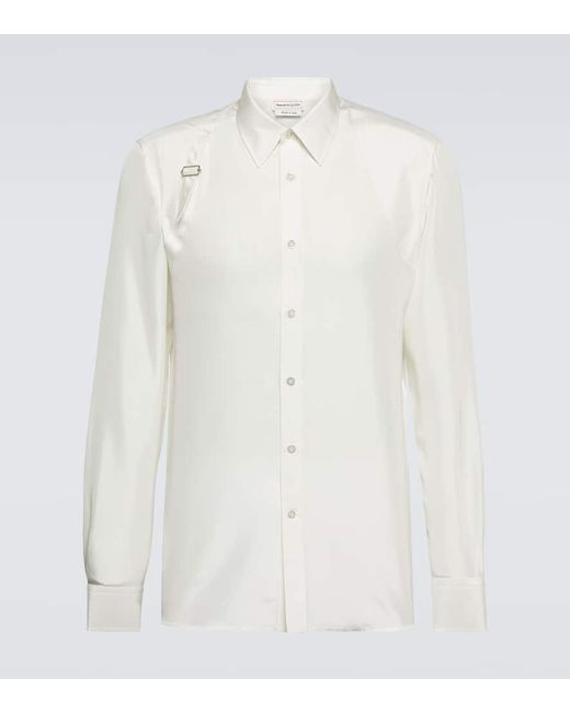 Camisa de seda oversized Alexander McQueen de hombre de color White