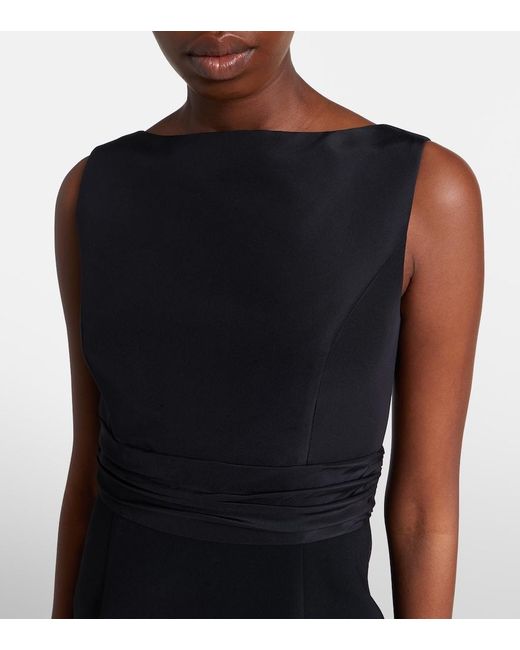 Carolina Herrera Black Bow-Detail Satin-Trimmed Faille Gown