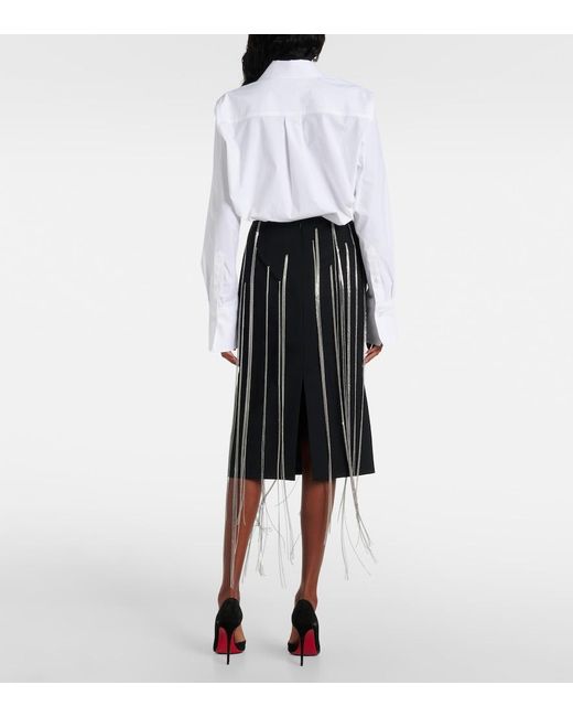 Victoria Beckham Black Chain-Detail Midi Skirt