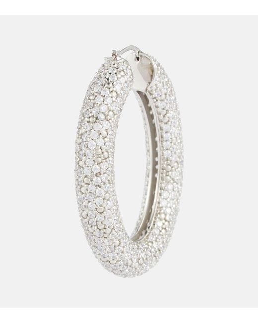 Jil Sander White Crystal-Embellished Hoop Earrings