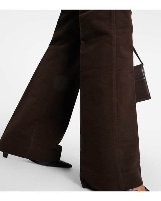 Totême Brown High-Rise Velour Straight Pants