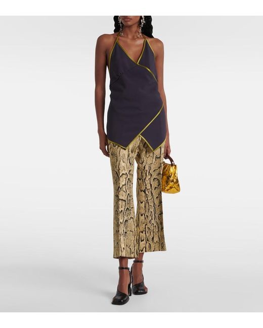 Dries Van Noten Purple Crepe Satin Wrap Top