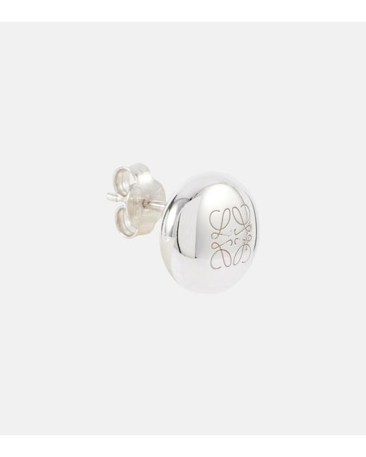 Loewe White Anagram Pebble Sterling Stud Earrings