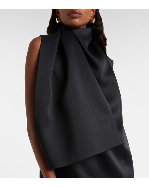 Khaite Black Loe Scarf-Detail Crepe Satin Top