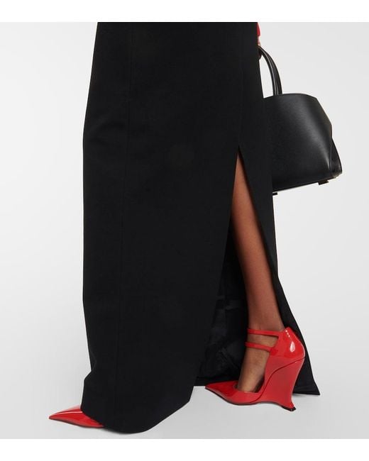 Ferragamo Black High-Rise Wool-Blend Maxi Skirt