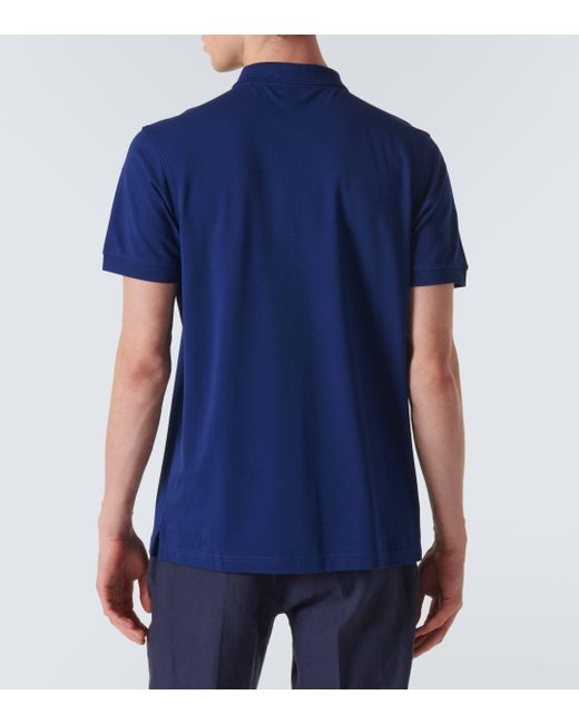 Sunspel Blue Cotton Pique Polo Shirt for men