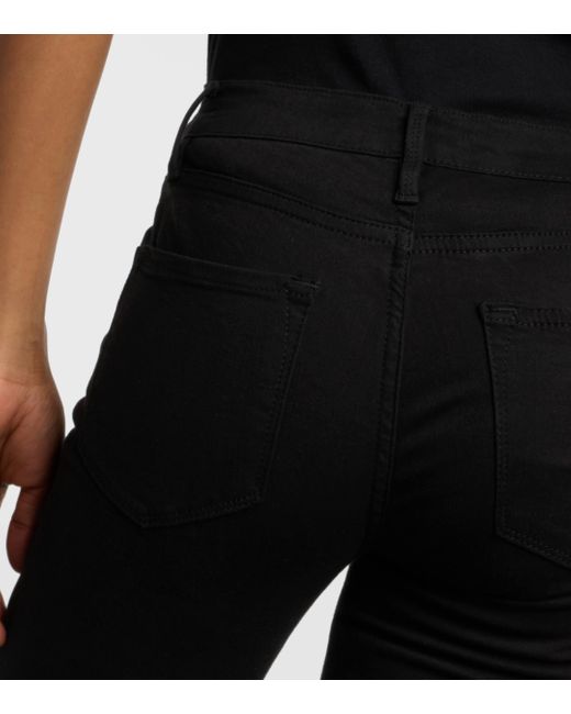FRAME Black High-rise Cropped Skinny Jeans
