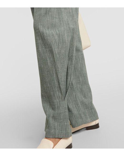 Co. Green High-Rise Wool-Blend Wide-Leg Pants