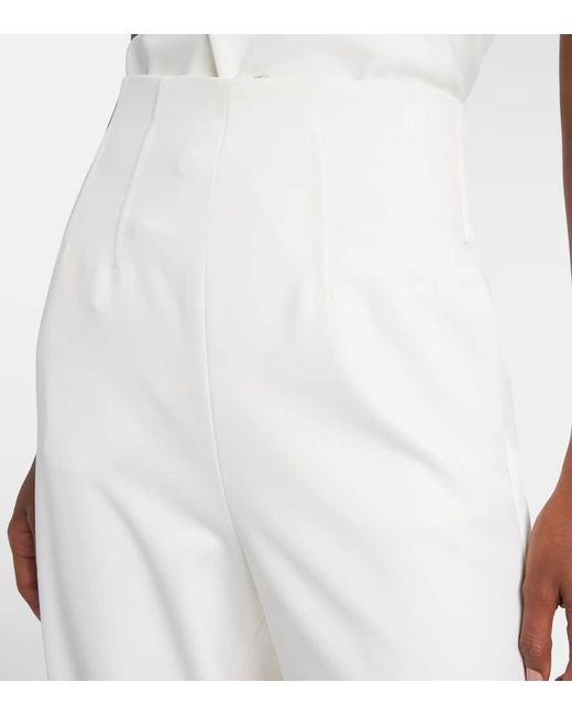 Max Mara White Weite High-Rise-Hose Balta Aus Schurwolle
